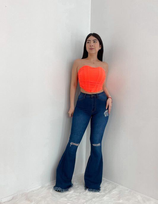 That Girl Corset Top In Color Orange