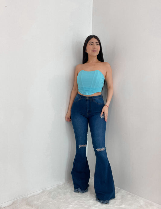 That Girl Corset Top In Color Sky Blue