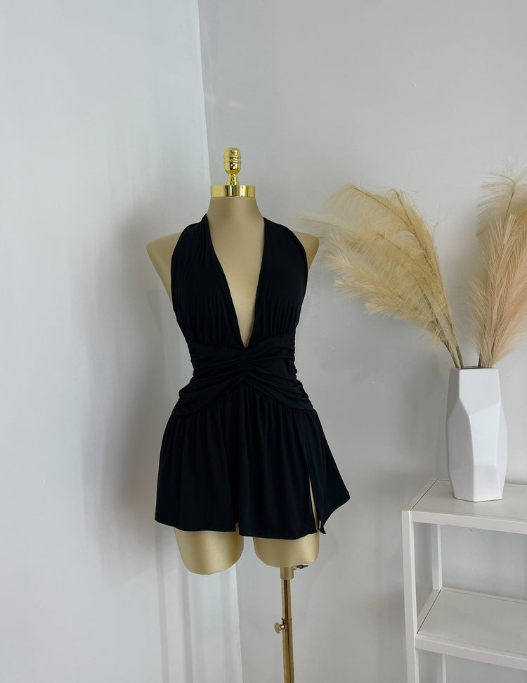 Black Mini Halter Dress