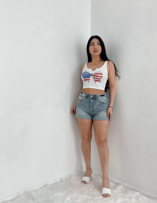 Coquette American Flag Cropped Tank Top