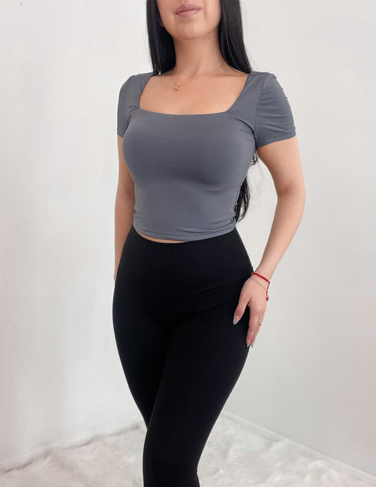 Double Layered Top In The Color Grey