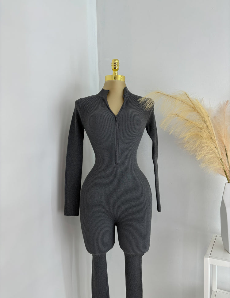 Keeper Zipper Jumpsuit In Charcoal