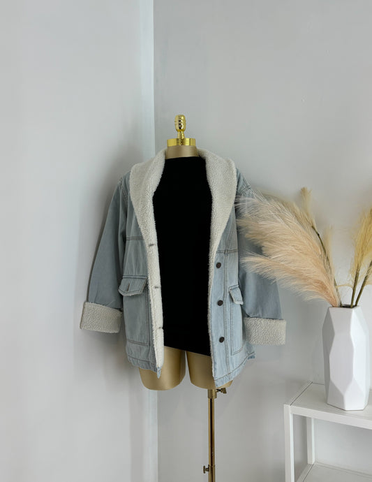 Oversized Sherpa Denim Jacket